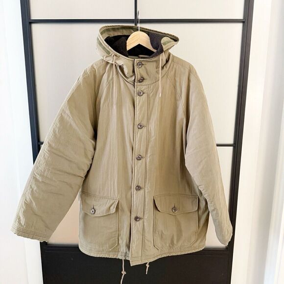 Vintage J Crew Oarsman Parka Jacket Coat Men’s Size Large Tan Khaki 90’s Lined - Picture 2 of 16